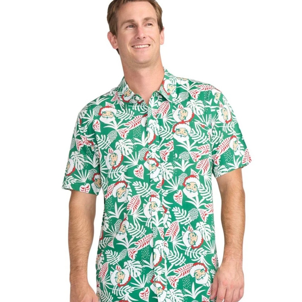 Tipsy Elves Santa Palms Print Shirt Size XL